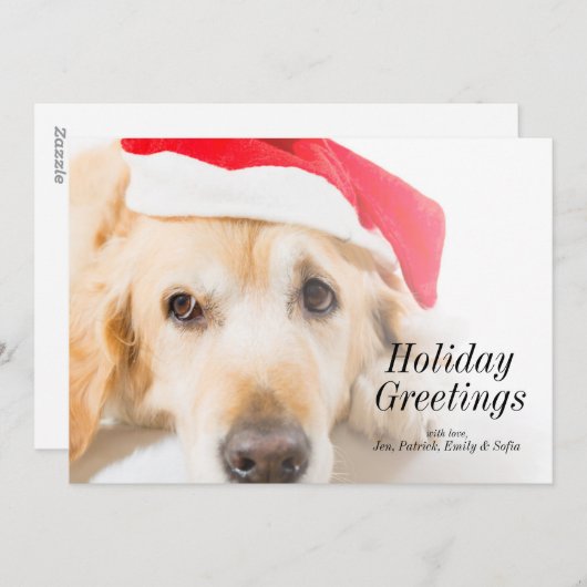 Golden retriever met het Pet van Kerstmis Feestdagenkaart (Voorkant / Achterkant)