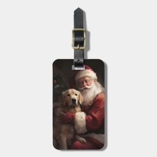 Golden Retriever met Kerstman Kerstmis Bagagelabel
