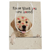 Golden Retriever met Lipstick Kisses Medium Cadeauzakje (Voorkant)