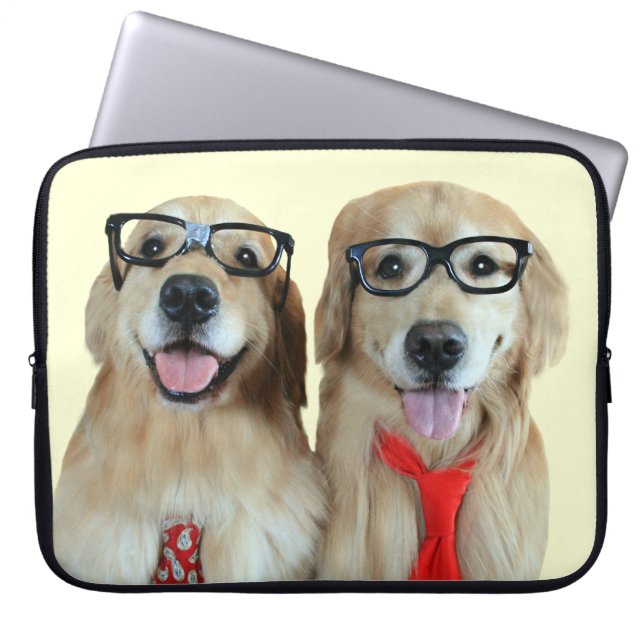 Golden retriever met nerd glazen laptophoes laptop sleeve (Voorkant)