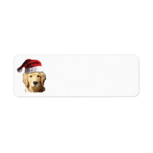 Golden Retriever met Pet voor de kerstman Etiket