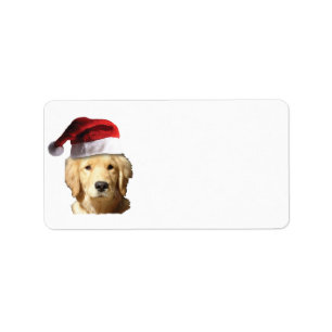 Golden Retriever met Pet voor de kerstman Etiket