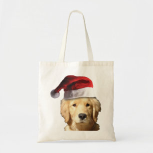 Golden Retriever met Pet voor de kerstman Tote Bag