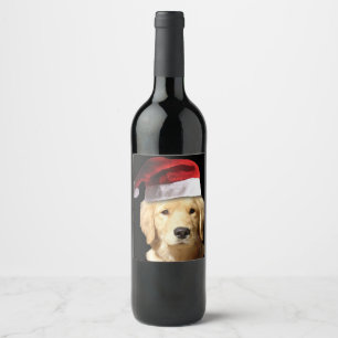 Golden Retriever met Pet voor de kerstman Wijn Etiket