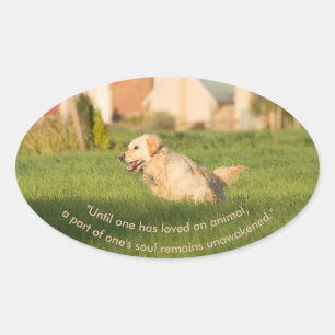 Golden Retriever met Quote Oval Sticker