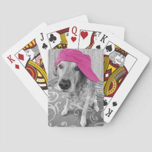 Golden Retriever met roze honkbalpet Pokerkaarten