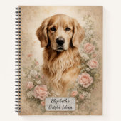 Golden Retriever met Rozen Notitieboek (Voorkant)