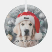 Golden Retriever met Santa Hat Glas Ornament (Voorkant)