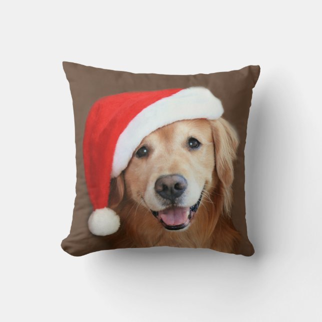 Golden Retriever met Santa Hat Kussen (Voorkant)