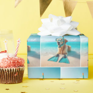 Golden Retriever met snorkel en flippers Cadeaupapier