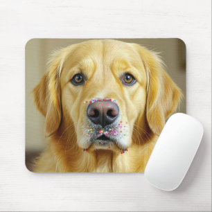Golden Retriever met strooien op de neus Muismat