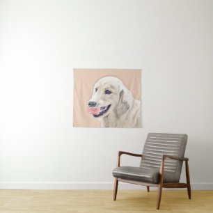 Golden Retriever met Tennis Ball-schilderkunst Wandkleed