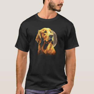 Golden Retriever Met Volle Maan - Hondenliefhebber T-shirt