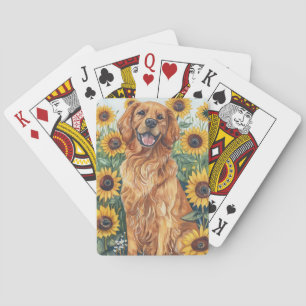 Golden Retriever met zonnebloemen Pokerkaarten