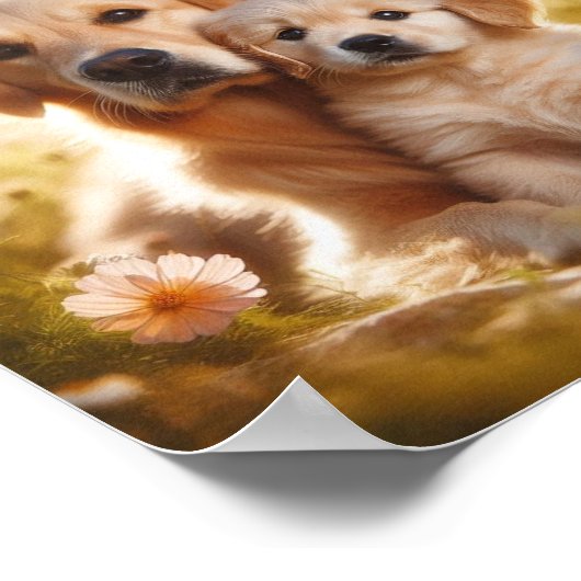 Golden Retriever moeder en haar puppy Poster (Hoek)