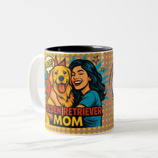 Golden Retriever Mom Pop Art Mug - Customizable (Devant gauche)