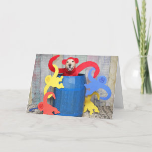 Golden Retriever Monkey Barrel Birthday Kaart