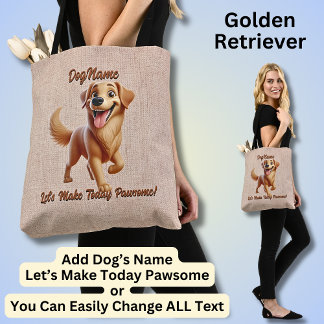 Golden Retriever - Naam van hond toevoegen, tekst  Draagtas