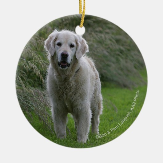 Golden Retriever op 2 Keramisch Ornament (Voorkant)