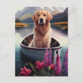 Golden Retriever op een peddel: Een Schilderachtig Briefkaart (Voorkant)