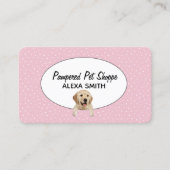 Golden Retriever op Polka Dots for Pet Grooming Visitekaartje (Voorkant)