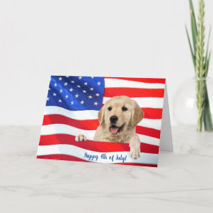 Golden retriever op vlag 4 juli kaart