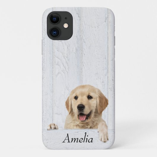 Golden Retriever op witgewassen hout Case-Mate iPhone Case (Achterkant)