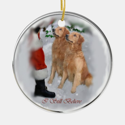 Golden Retriever Ornament met kerstcadeaus (Voorkant)