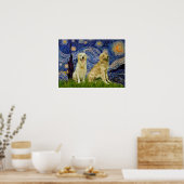 Golden Retriever Pair 3 - Sterrennacht Poster (Keuken)