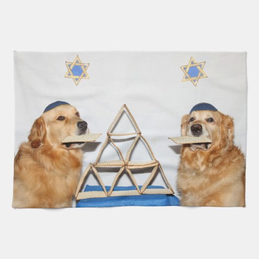 Golden Retriever Passover Matzo Theedoek (Horizontaal)