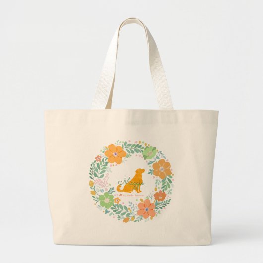 Golden Retriever Pastel Orange Personalized Grote Tote Bag (Voorkant)