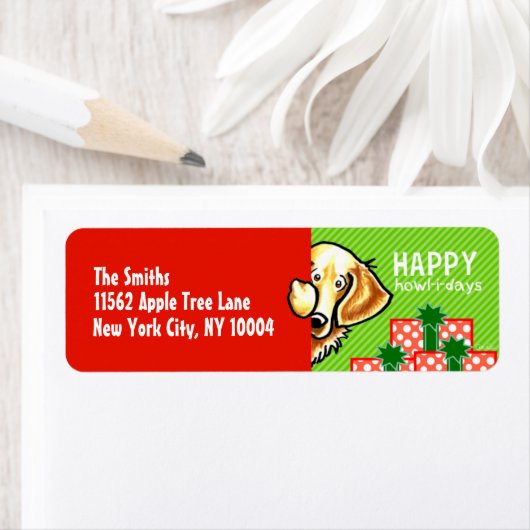 Golden Retriever Peek-a-boo Kerstmis Etiket (Insitu)