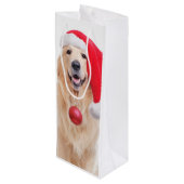 Golden Retriever Père Noël Vin Sac cadeau (Dos Angle)