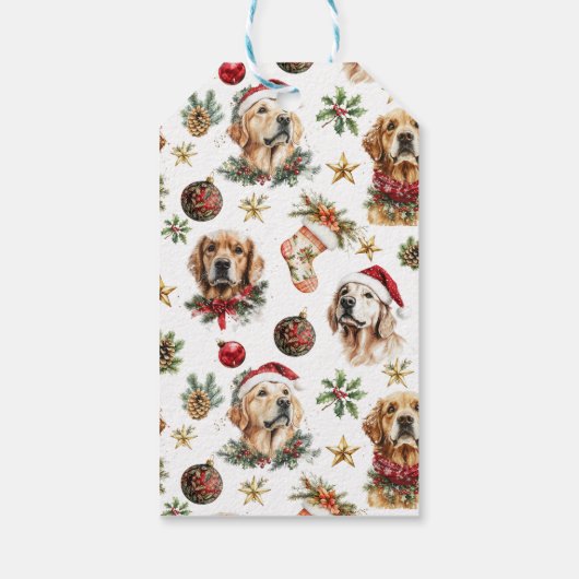 Golden Retriever Pet Dog Christmas Pattern Cadeaulabel (Achterkant)