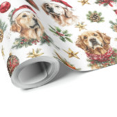 Golden Retriever Pet Dog Christmas Pattern Cadeaupapier (Rol Hoek)