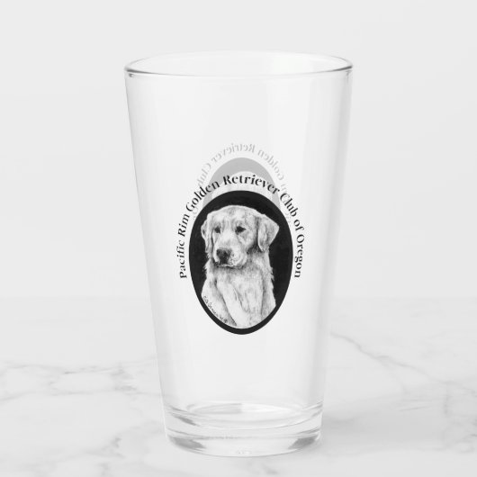 Golden Retriever Pint Glass Glas (Achterkant)