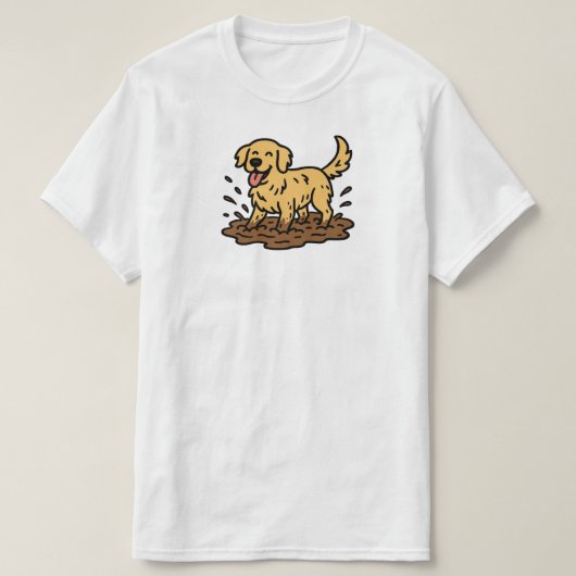 Golden Retriever Playing Mud T-shirt (Design voorkant)