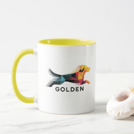 Golden retriever poligonal en amarillo y azul mok