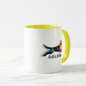 Golden retriever poligonal en amarillo y azul mok (Voorkant rechts)