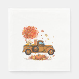 Golden Retriever Pompoen Truck Herfstblad Herfst t Servet
