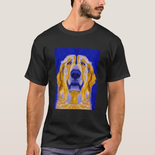 Golden Retriever Portret Cubism Art T-shirt (Voorkant)