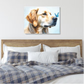 Golden Retriever Portret met vlinder Canvas Afdruk (Insitu (Slaapkamer))