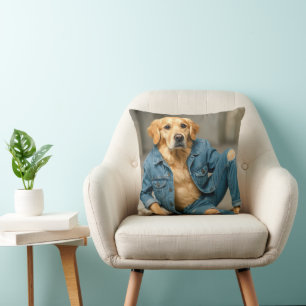 Golden Retriever poseren in blauwe jeans Kussen