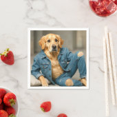 Golden Retriever poseren in blauwe jeans Servet (Insitu)