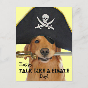 Golden Retriever praat als een piratendag Briefkaart