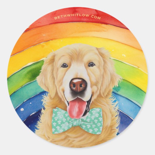 Golden Retriever Pride Ronde Sticker (Voorkant)