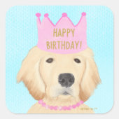 Golden Retriever Prinses Verjaardag Sticker (Voorkant)