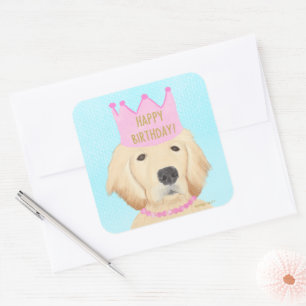 Golden Retriever Prinses Verjaardag Sticker