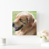 Golden Retriever Pup Clock Vierkante Klok (Huis)