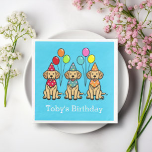 Golden Retriever Puppies Birthday Paper Napkins Servetten
